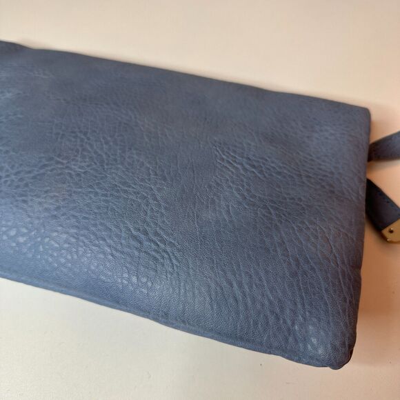 Urban Expressions Stella Dusty Blue Pebble Vegan Striped Interior Leather Clutch - Picture 7 of 16